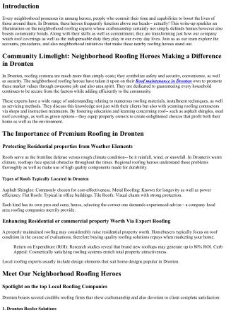 Neighborhood Limelight: Neighborhood Roofing Heroes Bring In a Difference in Dro