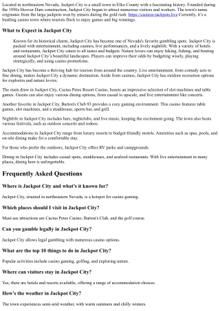 Jackpot City, Nevada’s Must-See Attractions