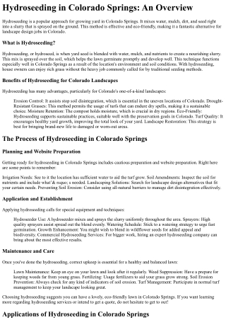 Hydroseeding Colorado Springs