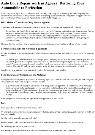 Auto Body Shop Aguora