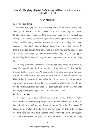 Biện pháp giúp trẻ 24-36 tháng tuổi học tốt môn giáo dục phát triển thể chất