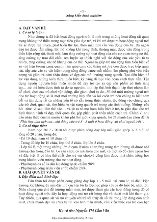 Phát huy tính tích cực, chủ động của trẻ 3-5 tuổi ở HĐ vui chơi ngoài trời