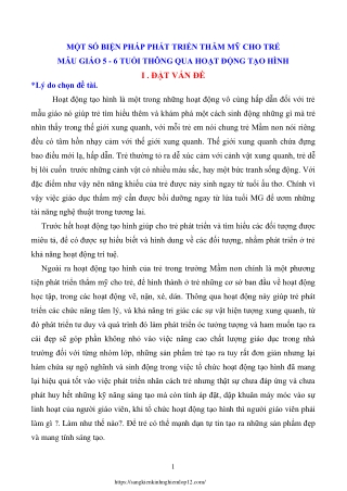 Một số biện pháp phát triển thẩm mỹ cho trẻ mẫu giáo 5-6 tuổi thông qua hoạt độn