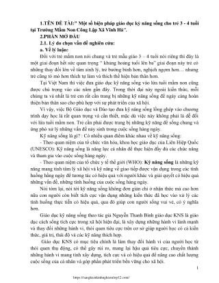 Một số biện pháp giáo dục kỹ năng sống cho trẻ 3-4 tuổi