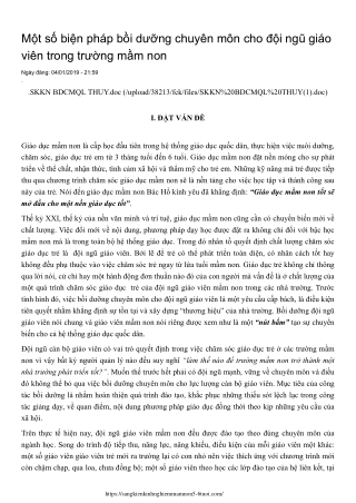 Một số biện pháp bồi dưỡng chuyên môn cho đội ngũ giáo viên trường mầm non