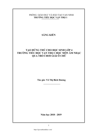 Tạo hứng thú cho học sinh Lớp 4 Trường Tiểu học Vạn Thọ 1 học môn Âm nhạc