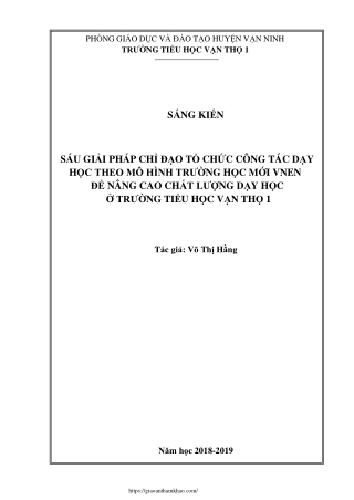 Sáu giải pháp chỉ đạo tổ chức công tác dạy học theo mô hình trường học mới VNEN