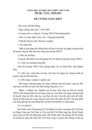 Bồi dưỡng Ban chỉ huy Liên đội xây dựng kế hoạch công tác Đội trong trường THCS