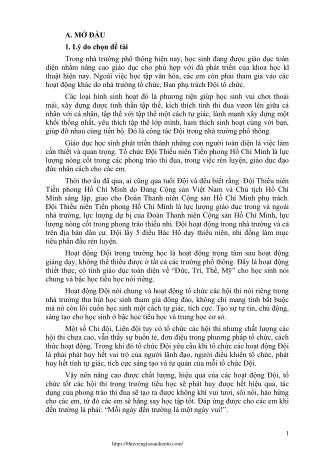 Nâng cao hiệu quả hoạt động Đội Trường TH Vạn Thọ 1 qua tổ chức các hội thi