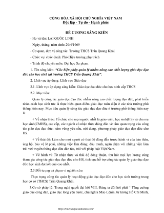 Các biện pháp quản lý nhằm nâng cao chất lượng giáo dục đạo đức cho học sinh