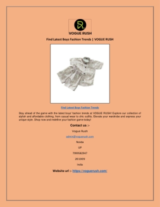 Find Latest Boys Fashion Trends | VOGUE RUSH