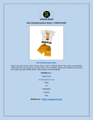 Girls Clothing Fashion Online | VOGUE RUSH