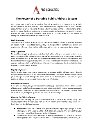 The Power of a Portable Public Address System