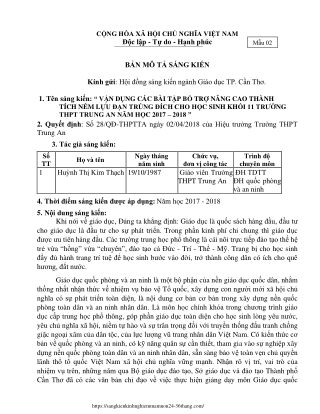 Vận dụng bài tập bổ trợ nâng cao thành tích ném lựu đạn trúng đích cho HS Lớp 11