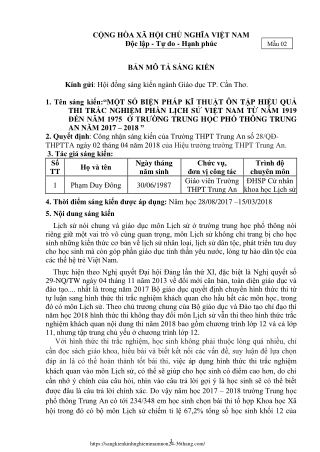 Biện pháp ôn tập hiệu quả thi trắc nghiệm phần Lịch sử Việt Nam (1919-1975)