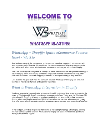 WhatsApp Shopify  Ignite eCommerce Success Now  Wati.io