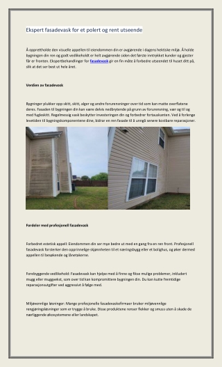 Ekspert fasadevask for et polert og rent utseende