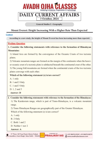 Daily Current Affairs October 3, 2024