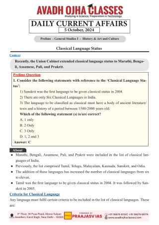 Daily Current Affairs October 5, 2024