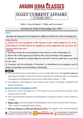 Daily Current Affairs October 21, 2024