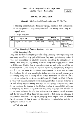 Những tác động của dạy cụm từ cố định với việc ghi nhớ từ vựng cho HS Khối 12