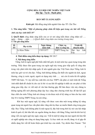 Phương pháp chữa lỗi hiệu quả trong các bài viết Tiếng Anh của học sinh Khối 10