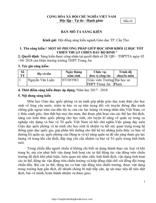 Một số phương pháp giúp học sinh Khối 12 học tốt chiến thuật chiến đấu bộ binh