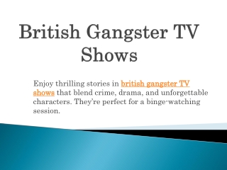 British Gangster TV Shows