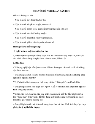 Chuyên đề Nghị luận văn học