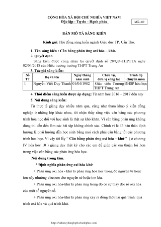 Cân bằng phản ứng oxi hóa – khử