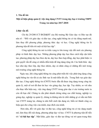 Biện pháp quản lý việc ứng dụng CNTT trong dạy học ở trường THPT Trung An