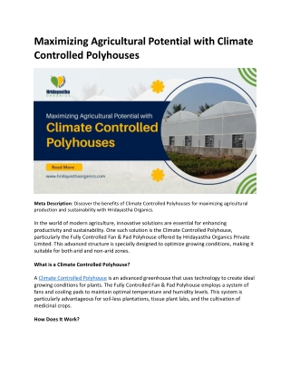 Maximizing Agricultural Potential with Climate Controlled Polyhouses (1)