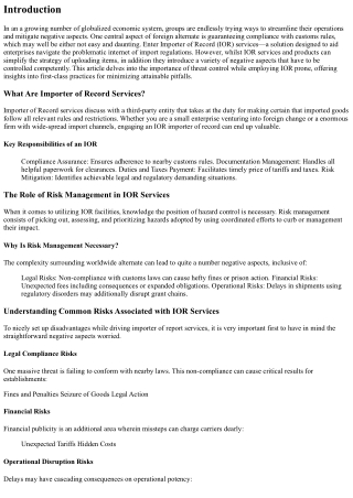 The Importance of Risk Management When Using IOR Services