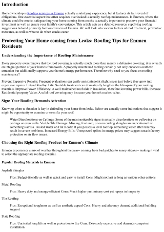 Securing Your Home from Leaks: Roofing Tips for Emmen Homeowners