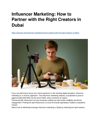 Influencer Marketing How to Partner with the Right Creators in Dubai