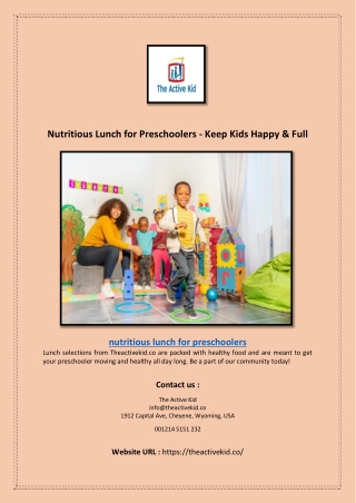 Nutritious Lunch for Preschoolers