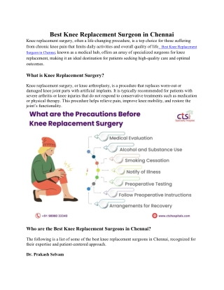 Best Knee Replacement Surgeon in Chennai