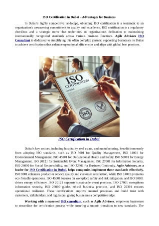 ISO Certification in Dubai – Advantages for Business