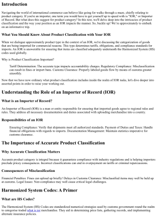 What You Should Know About Product Classification with Your IOR