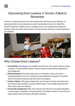 Discovering Drum Lessons in Toronto A Beat to Remember
