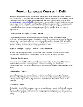Foreign Language Courses in Delhi