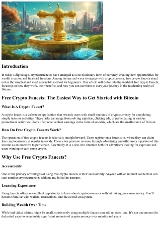 Free Crypto Faucets: The Easiest Way to Get Started with Bitcoin