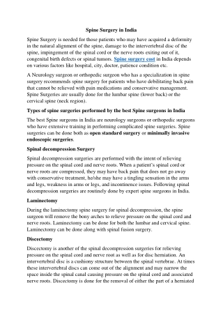 Spine Surgery in India