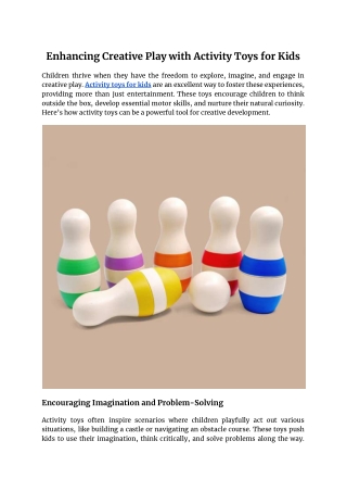 Enhancing Creative Play with Activity Toys for Kids