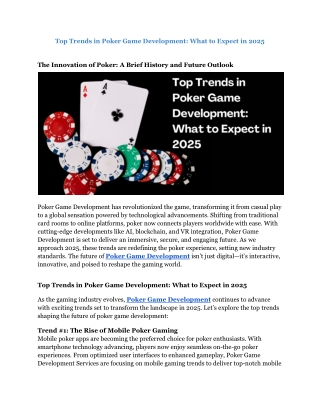Top Trends in Poker Game Development: What to Expect in 2025