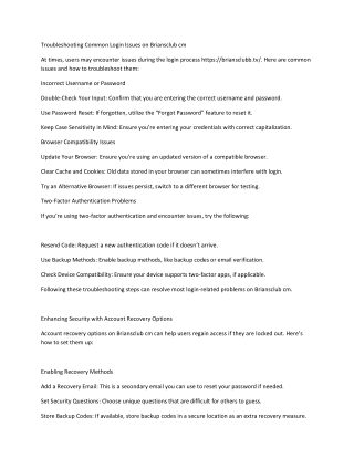 Troubleshooting Common Login Issues on Briansclub cm