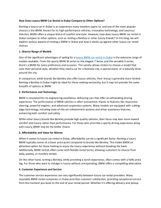 How Does Luxury BMW Car Rental in Dubai Compare to Other Options