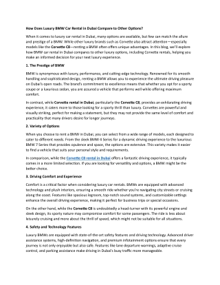 How Does Luxury BMW Car Rental in Dubai Compare to Other Options