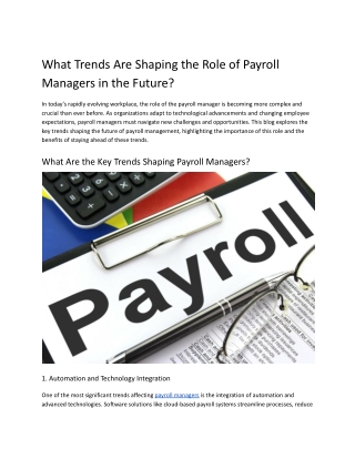 What Trends Are Shaping the Role of Payroll Managers in the Future_