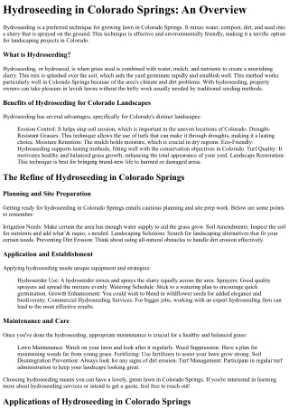 Hydroseeding Colorado Springs